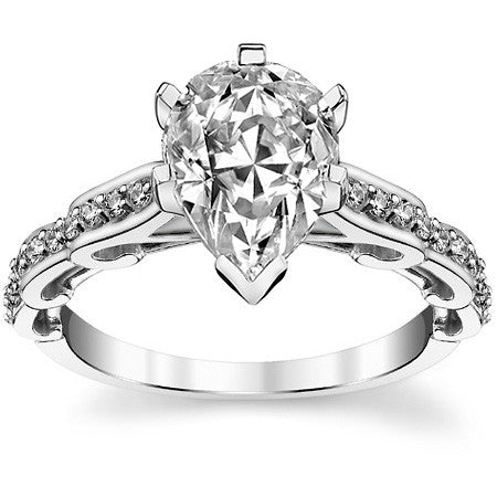 Round Brilliant Moissanite Designer Inspired Engagement Ring, 0.48ct