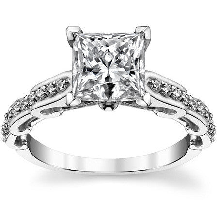 Round Brilliant Moissanite Designer Inspired Engagement Ring, 0.48ct