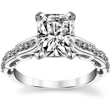 Round Brilliant Moissanite Designer Inspired Engagement Ring, 0.48ct