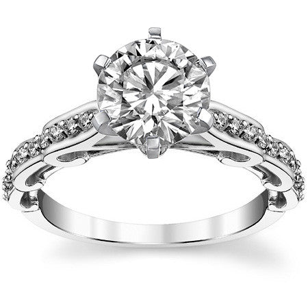 Round Brilliant Moissanite Designer Inspired Engagement Ring, 0.48ct