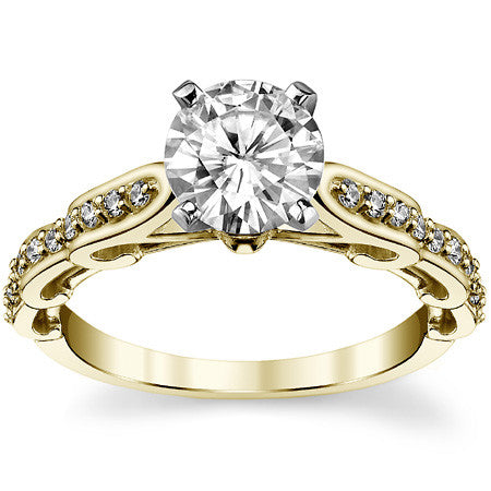 Round Brilliant Moissanite Designer Inspired Engagement Ring, 0.48ct