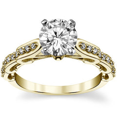 Round Brilliant Moissanite Designer Inspired Engagement Ring, 0.48ct