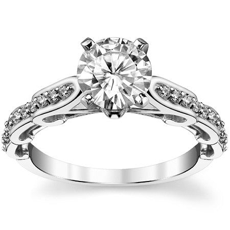 Round Brilliant Moissanite Designer Inspired Engagement Ring, 0.48ct