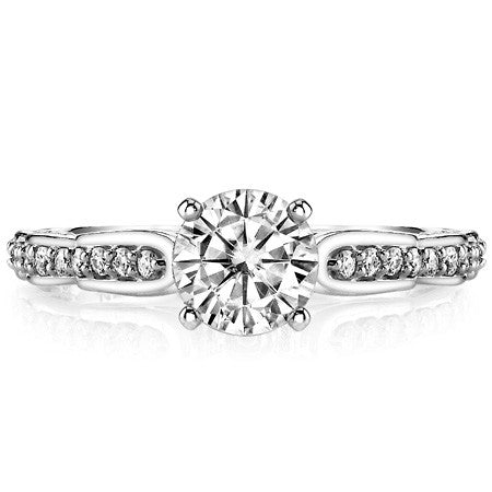 Round Brilliant Moissanite Designer Inspired Engagement Ring, 0.48ct
