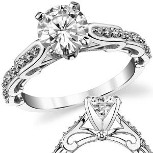Round Brilliant Moissanite Designer Inspired Engagement Ring, 0.48ct