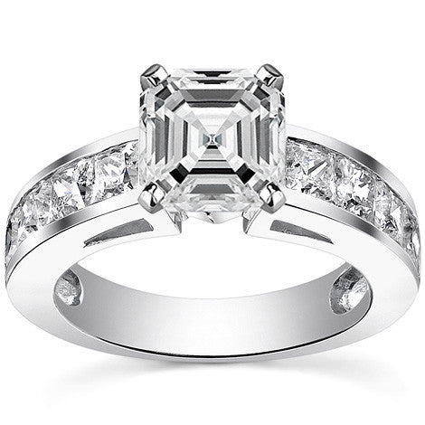 Channel Set Princess cut Moissanite Engagement Ring 2.2ct