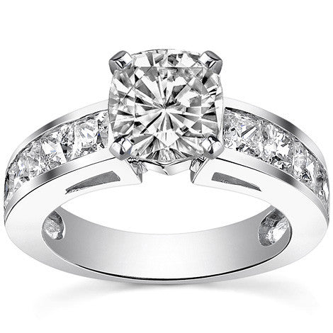 Channel Set Princess cut Moissanite Engagement Ring 2.2ct