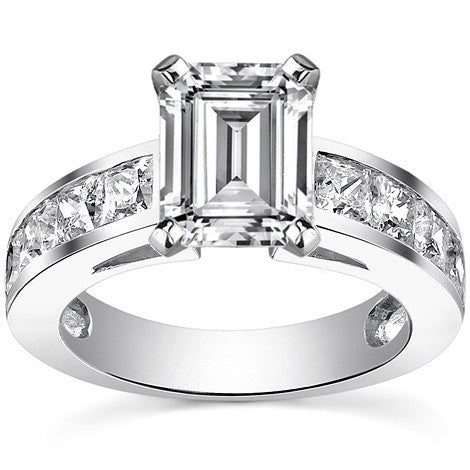 Channel Set Princess cut Moissanite Engagement Ring 2.2ct