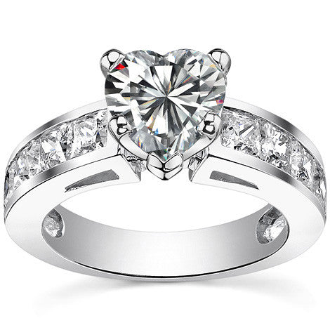 Channel Set Princess cut Moissanite Engagement Ring 2.2ct