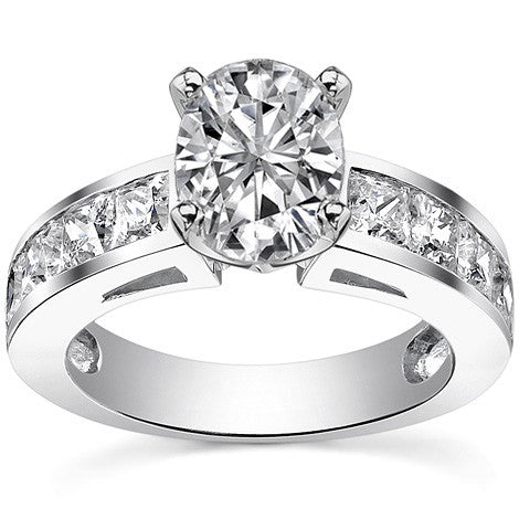Channel Set Princess cut Moissanite Engagement Ring 2.2ct