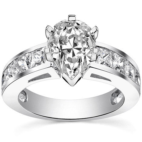 Channel Set Princess cut Moissanite Engagement Ring 2.2ct