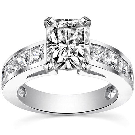 Channel Set Princess cut Moissanite Engagement Ring 2.2ct