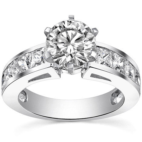 Channel Set Princess cut Moissanite Engagement Ring 2.2ct