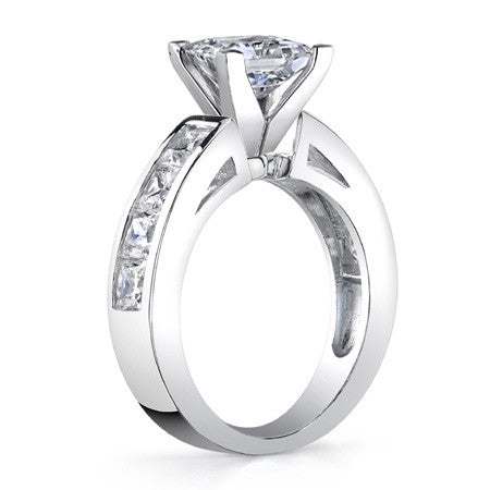 Channel Set Princess cut Moissanite Engagement Ring 2.2ct