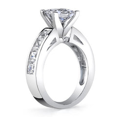 Channel Set Princess cut Moissanite Engagement Ring 2.2ct