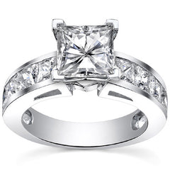 Channel Set Princess cut Moissanite Engagement Ring 2.2ct