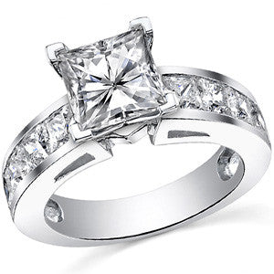 Channel Set Princess cut Moissanite Engagement Ring 2.2ct
