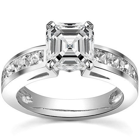 Square Moissanite Engagement Ring Setting, 1.3ct