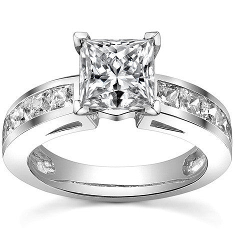 Square Moissanite Engagement Ring Setting, 1.3ct