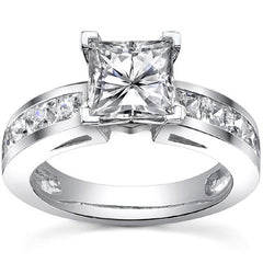 Square Moissanite Engagement Ring Setting, 1.3ct