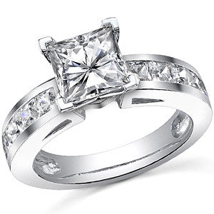 Square Moissanite Engagement Ring Setting, 1.3ct