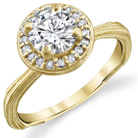Round Twig Style Bark Halo Moissanite Engagement Ring