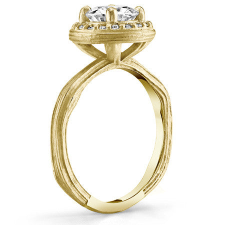 Round Twig Style Bark Halo Moissanite Engagement Ring