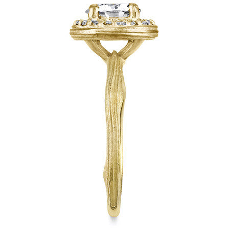 Round Twig Style Bark Halo Moissanite Engagement Ring