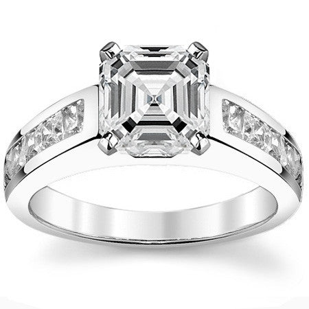 2.5mm Square Moissanite Engagement Ring, 1.3ct
