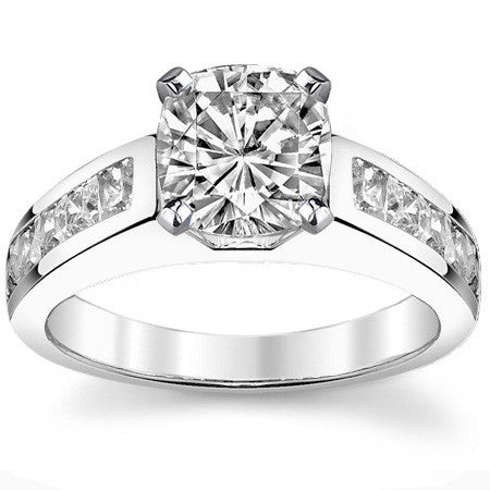 2.5mm Square Moissanite Engagement Ring, 1.3ct