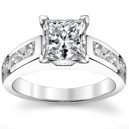 2.5mm Square Moissanite Engagement Ring, 1.3ct