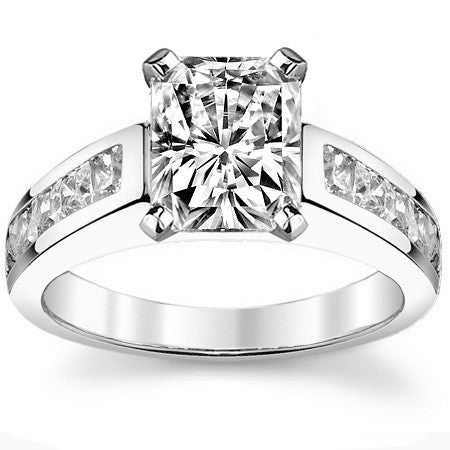 2.5mm Square Moissanite Engagement Ring, 1.3ct