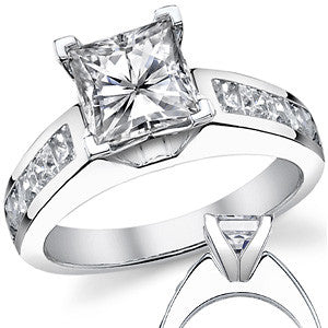 2.5mm Square Moissanite Engagement Ring, 1.3ct