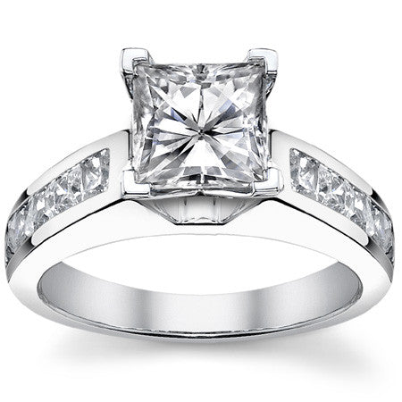 2.5mm Square Moissanite Engagement Ring, 1.3ct