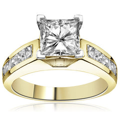 2.5mm Square Moissanite Engagement Ring, 1.3ct
