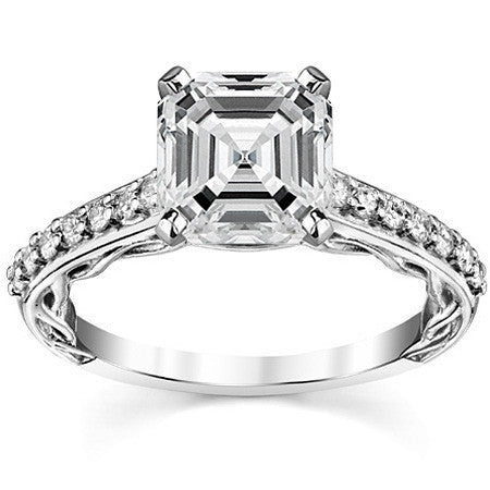 Round Brilliant Moissanite Designer Inspired Engagement Ring, 0.28ct