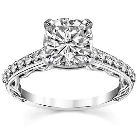 Round Brilliant Moissanite Designer Inspired Engagement Ring, 0.28ct