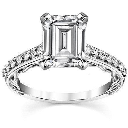 Round Brilliant Moissanite Designer Inspired Engagement Ring, 0.28ct
