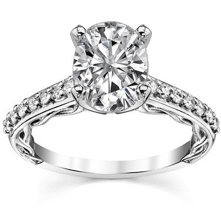 Round Brilliant Moissanite Designer Inspired Engagement Ring, 0.28ct