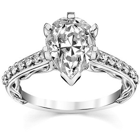 Round Brilliant Moissanite Designer Inspired Engagement Ring, 0.28ct