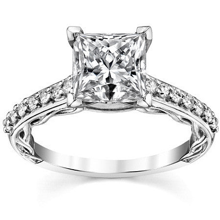 Round Brilliant Moissanite Designer Inspired Engagement Ring, 0.28ct