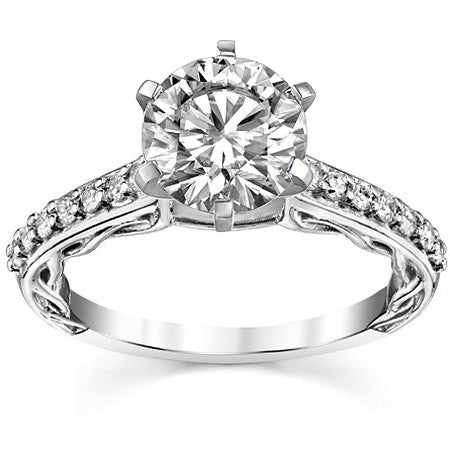 Round Brilliant Moissanite Designer Inspired Engagement Ring, 0.28ct