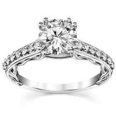 Round Brilliant Moissanite Designer Inspired Engagement Ring, 0.28ct