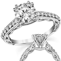 Round Brilliant Moissanite Designer Inspired Engagement Ring, 0.28ct