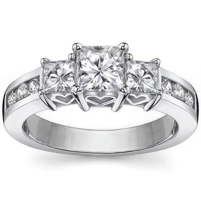 5.5mm Princess cut Moissanite Engagement Ring, 1.9ct