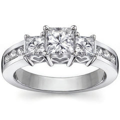 5.5mm Princess cut Moissanite Engagement Ring, 1.9ct