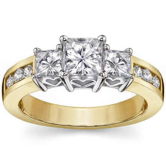 5.5mm Princess cut Moissanite Engagement Ring, 1.9ct