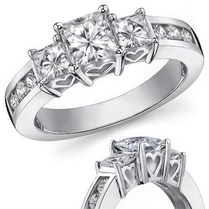 5.5mm Princess cut Moissanite Engagement Ring, 1.9ct