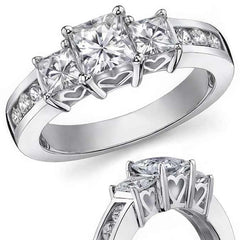 5.5mm Princess cut Moissanite Engagement Ring, 1.9ct