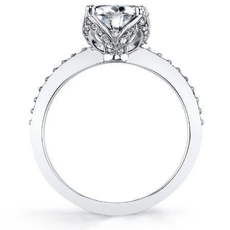 Moissanite Engagement Ring with Floral Style Prongs